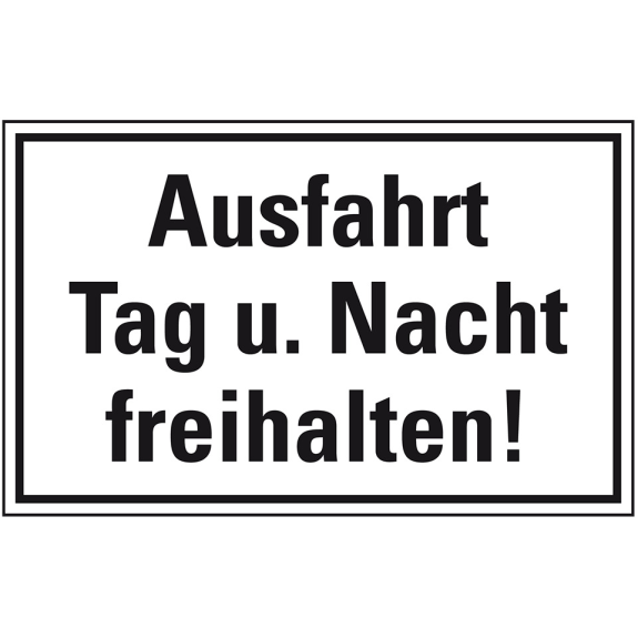 Hinweisschild Ausfahrt Tag und Nacht freihalten!, Kunststoff, 300x200mm Hinweisschild Ausfahrt Tag und Nacht freihalten!, Kunststoff, 300x200mm-Beschreibung lesen