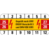 Prüfplakette Gepr.nach UVV DGUV Vor.3 und VDE 0701,25-28,Folie,18x42mm,10/Bogen Prüfplakette Gepr.nach UVV DGUV Vor.3 und VDE 0701,25-28,Folie,18x42mm,10/Bogen