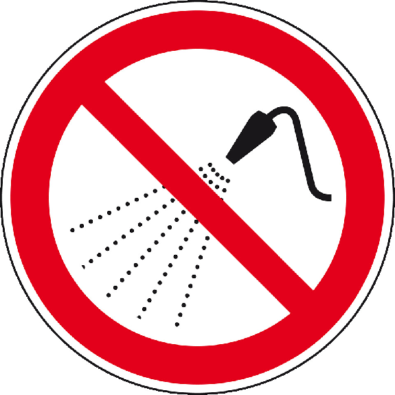 Verbotsschild Mit Wasser spritzen verboten, Folie, selbstklebend, Ø 100mm, ASR A1.3, DIN EN ISO 7010 P016 Verbotsschild Mit Wasser spritzen verboten, Folie, selbstklebend, Ø 100mm, ASR A1.3, DIN EN ISO 7010 P016-Beschreibung lesen
