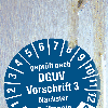 Prüfpl.gepr.DGUV 3 NP,26-31,blau/weiß,Folie,für ölige Untergründe,Ø30mm,10/Bogen
