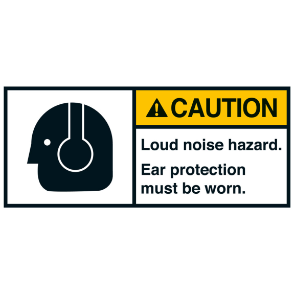 ANSI-Aufkleber CAUTION Loud noise hazard,UL anerk.,Folie,35x80mm,2/Bogen-Beschreibung lesen