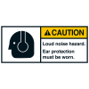 ANSI-Aufkleber CAUTION Loud noise hazard,UL anerk.,Folie,35x80mm,2/Bogen