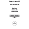 Grundplakette DIN VDE 0100,ortsfeste elek. Betriebsmittel,Folie,100x40mm,5/Bogen