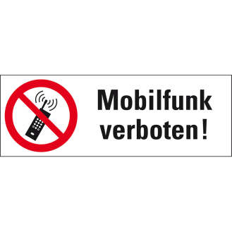 Verbots-Kombischild Mobilfunk verboten, Folie, selbstklebend, 210x74mm, ASR A1.3, DIN EN ISO 7010-Beschreibung lesen