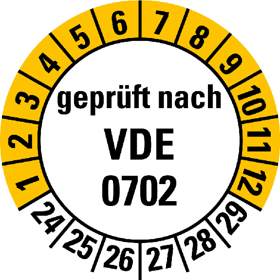 Mehrjahresprüfplakette gepr.nach VDE 0702,24-29,weiß/gelb,Folie,20mm,500/Rolle Mehrjahresprüfplakette gepr.nach VDE 0702,24-29,weiß/gelb,Folie,20mm,500/Rolle-Beschreibung lesen