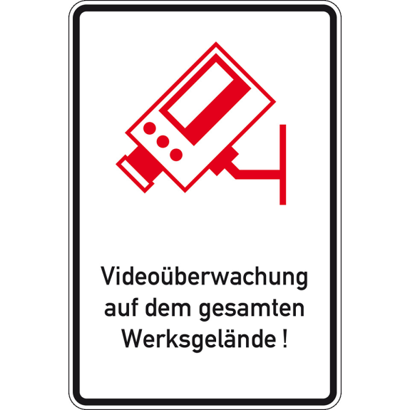 Hinweisschild Videoüberwachung auf dem Werksgelände, Aluminium RA0, 600x900mm, DIN 67520, nach StVO Hinweisschild Videoüberwachung auf dem Werksgelände, Aluminium RA0, 600x900mm, DIN 67520, nach StVO-Beschreibung lesen