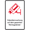 Hinweisschild Videoüberwachung auf dem Werksgelände, Aluminium RA0, 600x900mm, DIN 67520, nach StVO Hinweisschild Videoüberwachung auf dem Werksgelände, Aluminium RA0, 600x900mm, DIN 67520, nach StVO