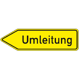 Verkehrszeichen Umleitungswegweiser linksweisend, Nr.454-10, Alu RA1, reflektierend, 1250x350mm, DIN 67520, nach StVO-Beschreibung lesen