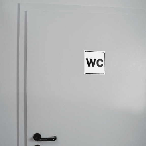 Standard Piktogramm WC, weiß/schwarz, Folie, selbstklebend, 150x150mm, ASR A4.1 Standard Piktogramm WC, weiß/schwarz, Folie, selbstklebend, 150x150mm, ASR A4.1-Beschreibung lesen