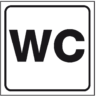 Standard Piktogramm WC, weiß/schwarz, Folie, selbstklebend, 150x150mm, ASR A4.1-Beschreibung lesen