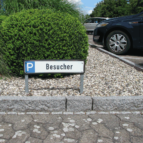Parkplatzreservierungsschild Besucher, mit Befestigungsset 1, 520x110mm Parkplatzreservierungsschild Besucher, mit Befestigungsset 1, 520x110mm-Beschreibung lesen