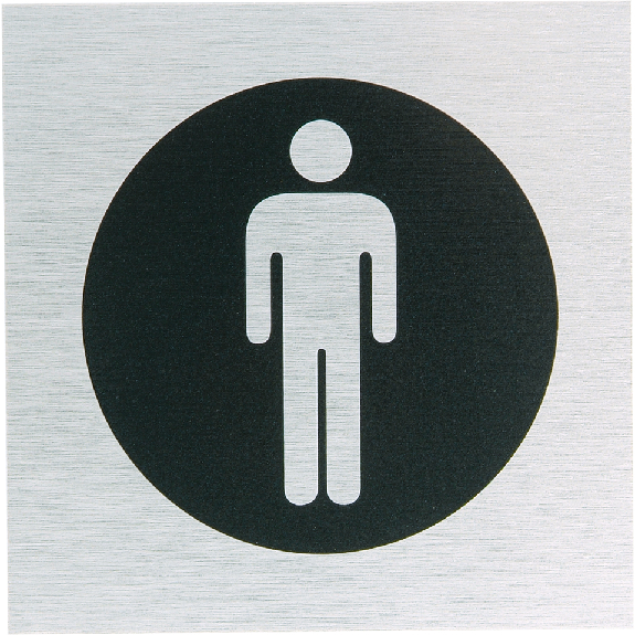 Türschild Herren WC, Aluminium, selbstklebend, 80x80mm, ASR A4.1-Beschreibung lesen