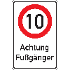 Kombischild 10 km/h - Achtung Fußgänger, Aluminium RA0, reflektierend, 600x900mm Kombischild 10 km/h - Achtung Fußgänger, Aluminium RA0, reflektierend, 600x900mm