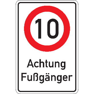 Kombischild 10 km/h - Achtung Fußgänger, Aluminium RA0, reflektierend, 600x900mm-Beschreibung lesen