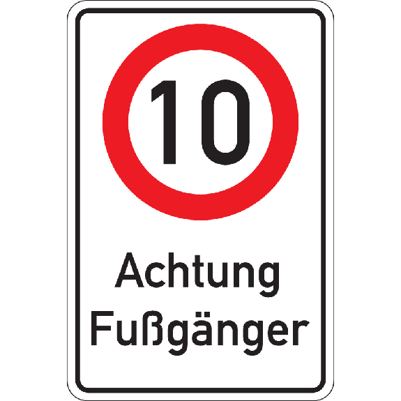 Kombischild 10 km/h - Achtung Fußgänger, Aluminium RA0, reflektierend, 600x900mm Kombischild 10 km/h - Achtung Fußgänger, Aluminium RA0, reflektierend, 600x900mm-Beschreibung lesen