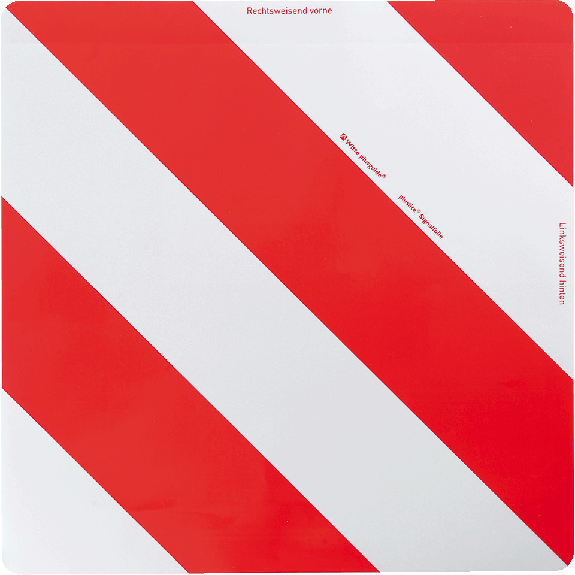 Warntafel, Typ A, rot/weiß schraffiert, Folie, retroreflektierend RA1, 423x423mm, nach StVO-Beschreibung lesen