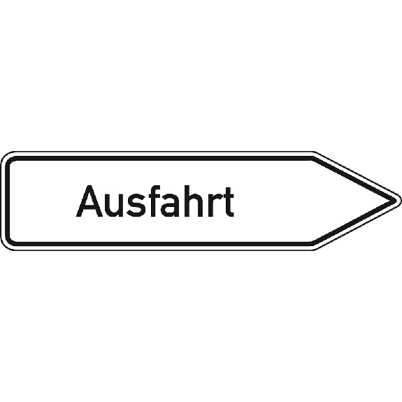 Wegweiser Ausfahrt, rechtsweisend, Aluminium RA0, reflektierend, 1400x350mm, DIN 67520 Wegweiser Ausfahrt, rechtsweisend, Aluminium RA0, reflektierend, 1400x350mm, DIN 67520-Beschreibung lesen