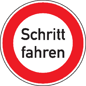 Verkehrszeichen Schritt fahren, Nr.274, Aluminium RA1, reflektierend, Ø 600mm, DIN 67520, nach StVO-Beschreibung lesen