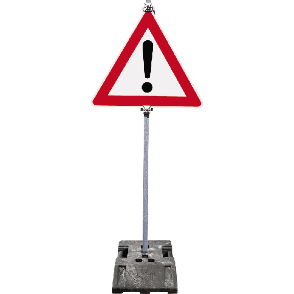 Schilderständer, groß, mit Schaftrohr, Klemmschellen, Fußplattenständer Schilderständer, groß, mit Schaftrohr, Klemmschellen, Fußplattenständer-Beschreibung lesen