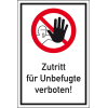 Kombischild Zutritt für Unbefugte verboten, Aluminium, 400x600mm