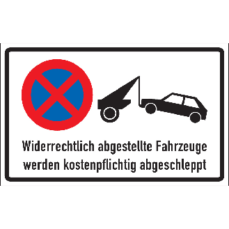 Haltverbotschild Widerrechtlich abgestellte Fahrzeuge..., Kunststoff, 600x400mm-Beschreibung lesen