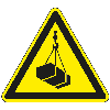Warnschild Warnung vor schwebender Last, Folie, selbstklebend, SL 100mm, ASR A1.3, DIN EN ISO 7010 W015