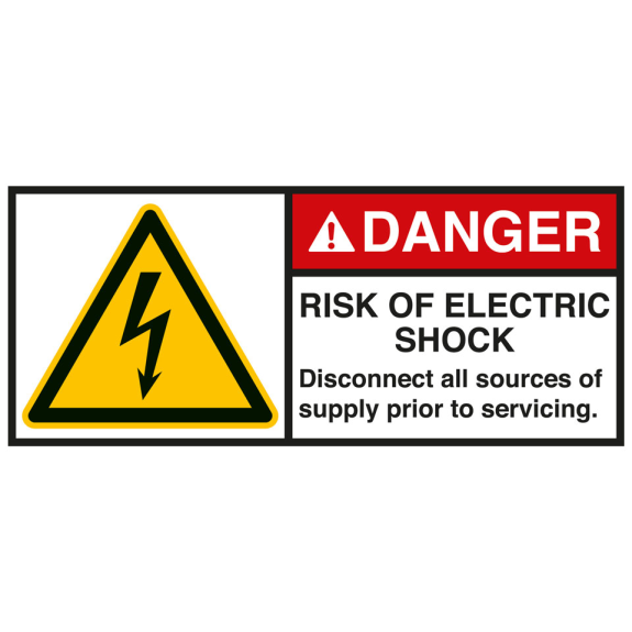 ANSI-Aufkleber DANGER Risk of Electric shock,UL anerk.,Folie,45x100mm,2/Bogen ANSI-Aufkleber DANGER Risk of Electric shock,UL anerk.,Folie,45x100mm,2/Bogen-Beschreibung lesen