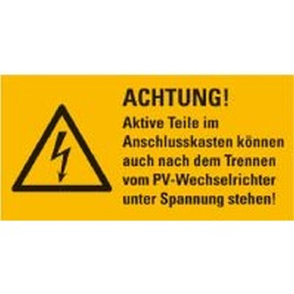 Warn-Kombischild Achtung! Aktive Teile..., RoHS konform, Folie, 52x26mm, 10/Bogen, ASR A1.3, DIN EN ISO 7010 W012-Beschreibung lesen