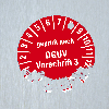Prüfplakette geprüft nach DGUV 3, 25-30, rot, fälschungssicher, Ø20mm, 500/Rolle