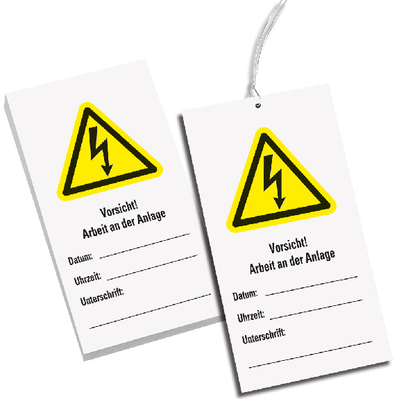 Wartungsanhänger Vorsicht! Arbeit a.Anlage, Kunststoff, 76x147mm, Kabelbinder, 10/VE, ASR A1.3, DIN EN ISO 7010 W012 Wartungsanhänger Vorsicht! Arbeit a.Anlage, Kunststoff, 76x147mm, Kabelbinder, 10/VE, ASR A1.3, DIN EN ISO 7010 W012-Beschreibung lesen