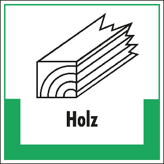 Abfallkennzeichen Holz, mit Symbol und Text, Kunststoff, 200x200mm-Beschreibung lesen