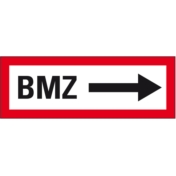 Feuerwehrschild BMZ rechts, Folie, selbstklebend, 297x105mm, DIN 4066 Feuerwehrschild BMZ rechts, Folie, selbstklebend, 297x105mm, DIN 4066-Beschreibung lesen