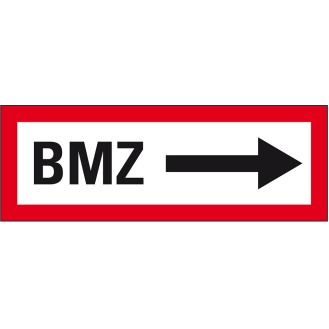 Feuerwehrschild BMZ rechts, Folie, selbstklebend, 297x105mm, DIN 4066-Beschreibung lesen