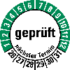 Prüfplakette geprüft nächster Termin,26-31,Folie,selbstklebend,Ø 30mm,10/Bogen