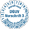 Prüfpl. DGUV V3 NP 25-30,weiß/blau,DIN EN 60601-01,Spezialkleber,Ø 30mm,10/Bogen
