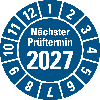 Prüfplakette Nächster Prüftermin 2027,blau,Folie,selbstkl.,Ø 20mm,10/Bogen