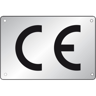 CE-Zeichen, rechteckig, silber/schwarz, Aluminium, eloxiert, 75x50mm, 100/VE-Beschreibung lesen