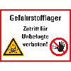 Hinweisschild Gefahrstofflager - Zutritt für Unbefugte..., Folie, 200x300mm Hinweisschild Gefahrstofflager - Zutritt für Unbefugte..., Folie, 200x300mm