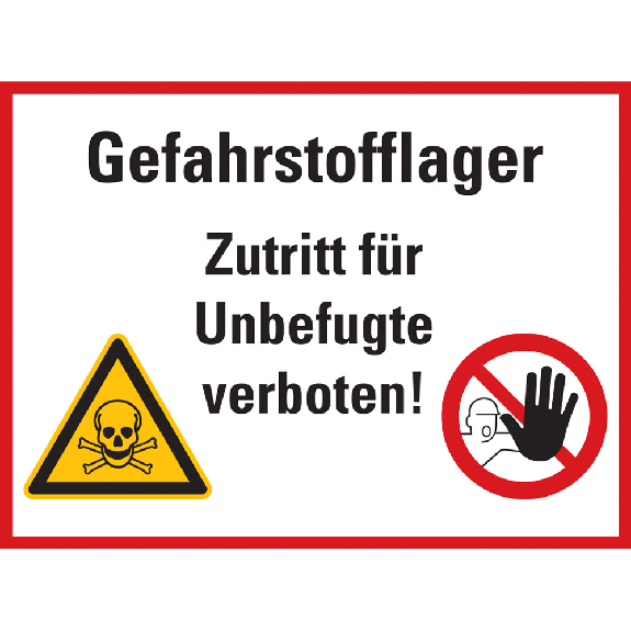 Hinweisschild Gefahrstofflager - Zutritt für Unbefugte..., Folie, 200x300mm Hinweisschild Gefahrstofflager - Zutritt für Unbefugte..., Folie, 200x300mm-Beschreibung lesen