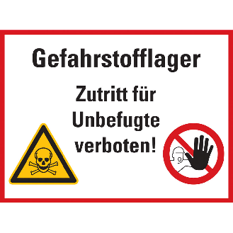 Hinweisschild Gefahrstofflager - Zutritt für Unbefugte..., Folie, 200x300mm-Beschreibung lesen