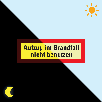 PERMALIGHT power langnachleuchtend Feuerwehrschild Aufzug im Brandfall nicht benutzen, Folie, 297x105mm-Beschreibung lesen