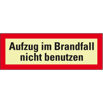 PERMALIGHT power langnachleuchtend Feuerwehrschild Aufzug im Brandfall nicht benutzen, Folie, 297x105mm-Beschreibung lesen