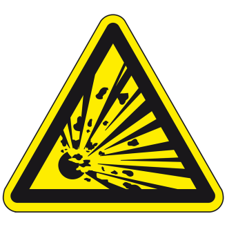 Warnschild Warnung vor explosionsgefährlichen Stoffen, Kunststoff, SL 200mm, ASR A1.3, DIN EN ISO 7010 W002-Beschreibung lesen