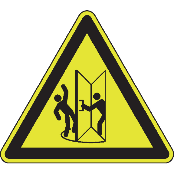 PERMALIGHT power langnachleuchtend Warnschild Vorsicht! Tür langsam öffnen, Folie, fluoreszierend, SL 100mm-Beschreibung lesen