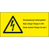 Warn-Kombischild Hochspannung! Lebensgefahr!, RoHS konform, 3-spr., Folie, 74x37mm, ASR A1.3, DIN EN ISO 7010 W012 Warn-Kombischild Hochspannung! Lebensgefahr!, RoHS konform, 3-spr., Folie, 74x37mm, ASR A1.3, DIN EN ISO 7010 W012