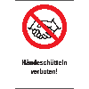 Verbots-Kombischild Händeschütteln verboten, praxisbewährt, Folie, selbstklebend, 200x300mm
