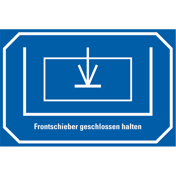 Maschinen-Hinweisschild Frontschieber geschlossen halten, Folie, 150x100mm Maschinen-Hinweisschild Frontschieber geschlossen halten, Folie, 150x100mm-Beschreibung lesen