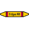 Rohrleitungsetikett Erdgas ND, DIN 2403, gelb/schwarz/rot, für Ø25-40mm, 154x26mm, 5/Bogen Rohrleitungsetikett Erdgas ND, DIN 2403, gelb/schwarz/rot, für Ø25-40mm, 154x26mm, 5/Bogen