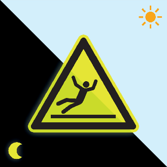 PERMALIGHT power langnachleuchtend Warnschild Warnung vor Rutschgefahr, ISO, Folie, fluoreszierend, SL 200mm-Beschreibung lesen