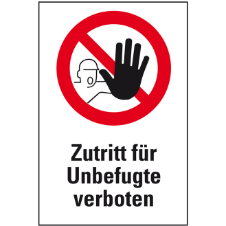 Verbots-Kombischild Zutritt für Unbefugte verboten, ASR/DIN, Folie, 300x200mm-Beschreibung lesen